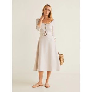 NWT MANGO Belt Linen Midi Dress Size 2